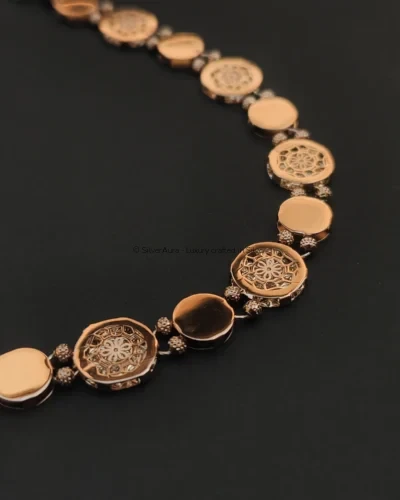 Antique coin link bracelet in 925 sterling silver