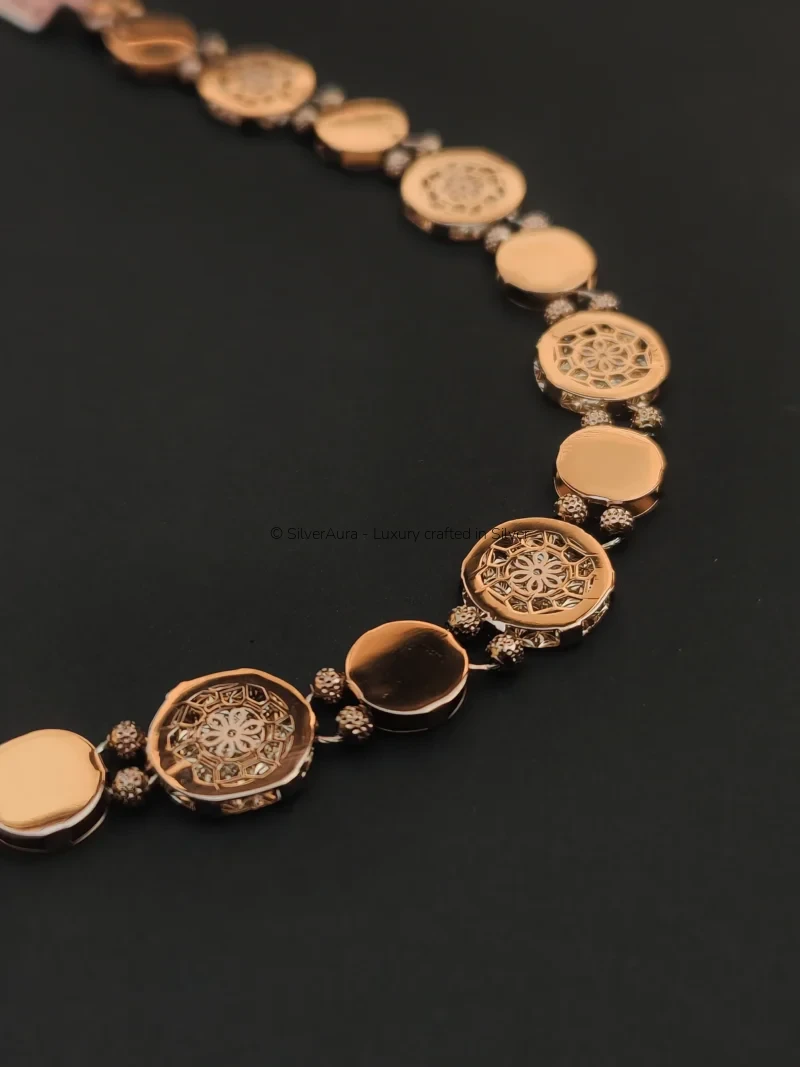 Antique coin link bracelet in 925 sterling silver