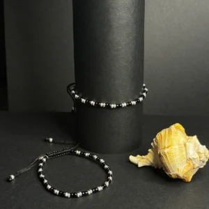 black beads silver anklets