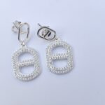 cz rectangle link drop earring