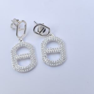 cz rectangle link drop earring