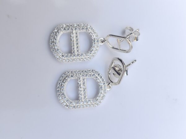 cz rectangle link drop earring