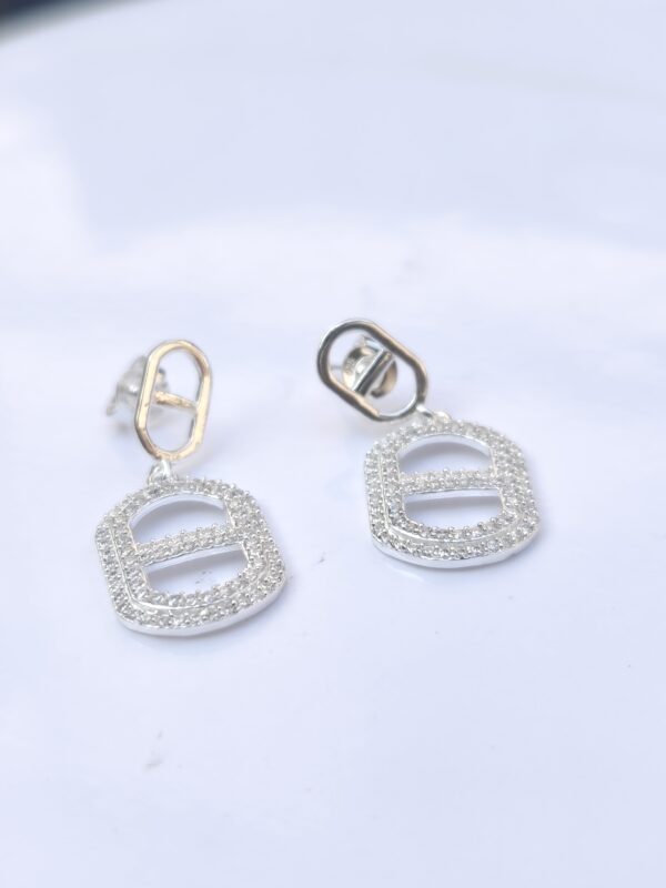 cz rectangle link drop earring