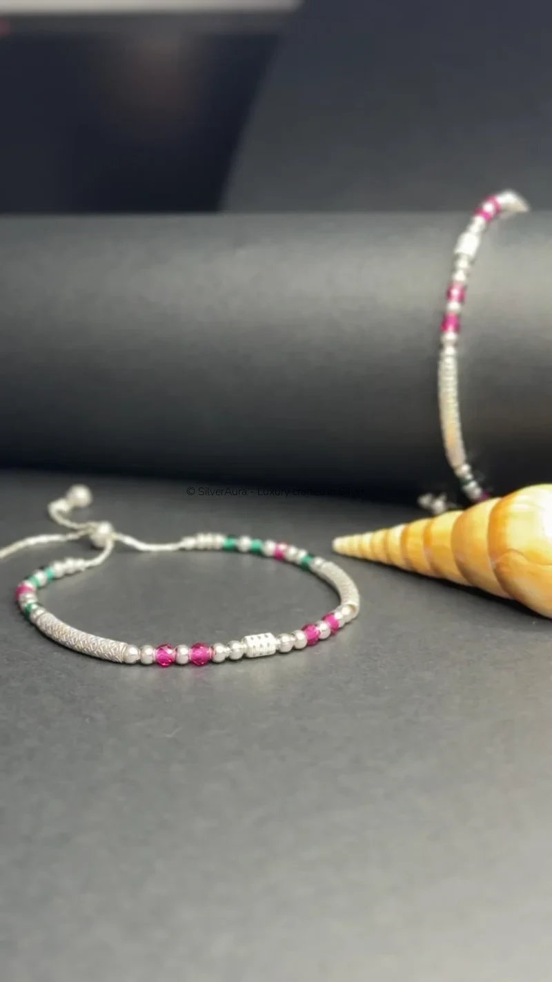 Dual stone beaded anklet, video preview still