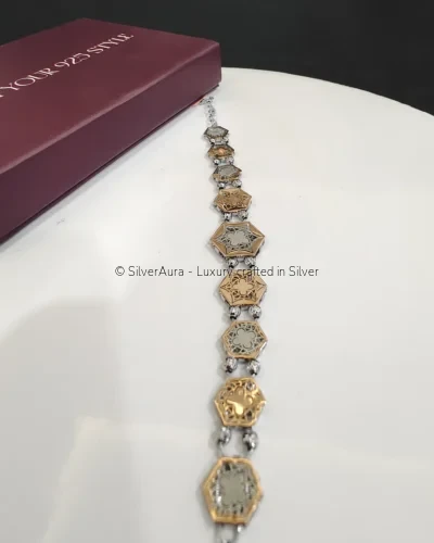 Hexagon charm bracelet in 925 sterling silver