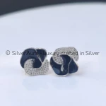 Navy enamel swirl stud earrings in 925 sterling silver