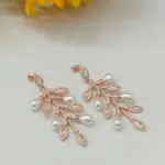 rose gold pearl dangle earrings