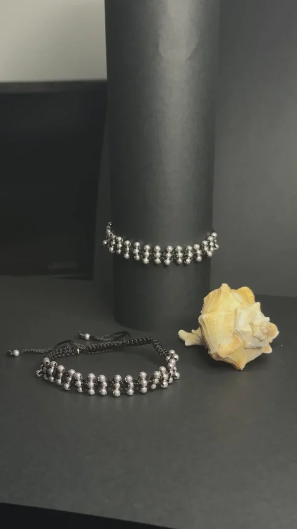 silver double beaded charm bracelet video