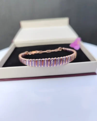 Twirl of elegance tri-tone bracelet in 925 sterling silver