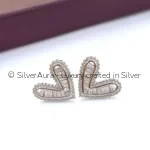 Baguette heart stud earrings in 92.5 sterling silver