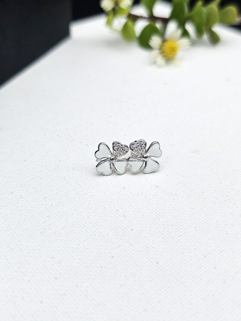 Frosted bloom stud earrings in 925 sterling silver
