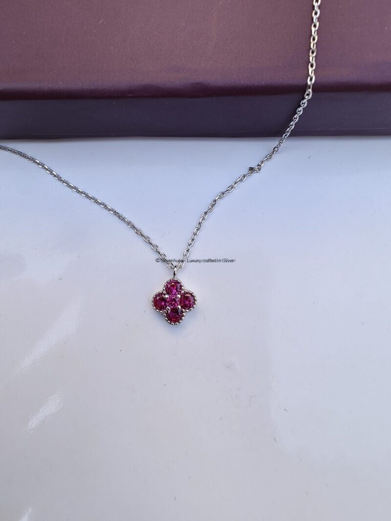 Ruby blossom pendant in 925 sterling silver