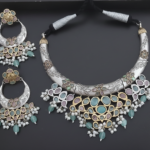 rajsi heritage multicolor kundan oxidised silver necklace set