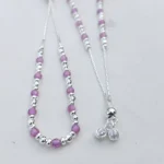amethyst bead silver anklet