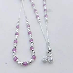 amethyst bead silver anklet
