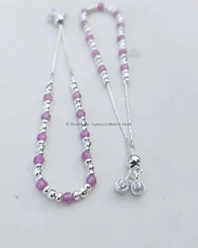 amethyst bead silver anklet