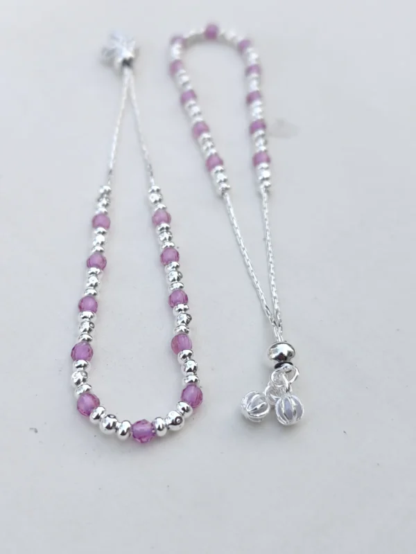 amethyst bead silver anklet