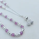 amethyst bead silver anklet