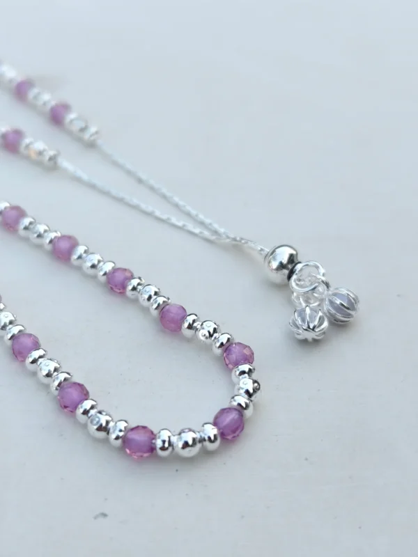 amethyst bead silver anklet