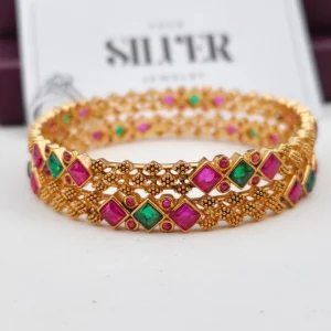 emerald ruby royal silver bangles 1