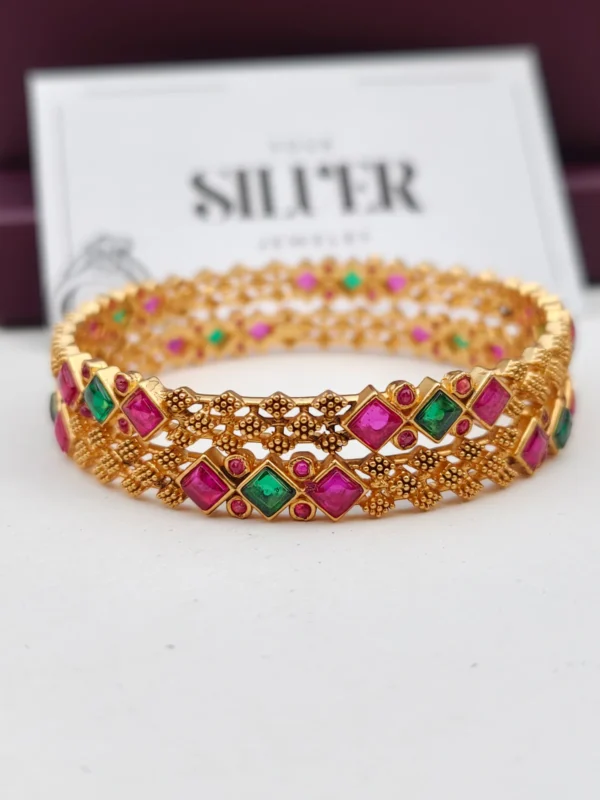 emerald ruby royal silver bangles 1