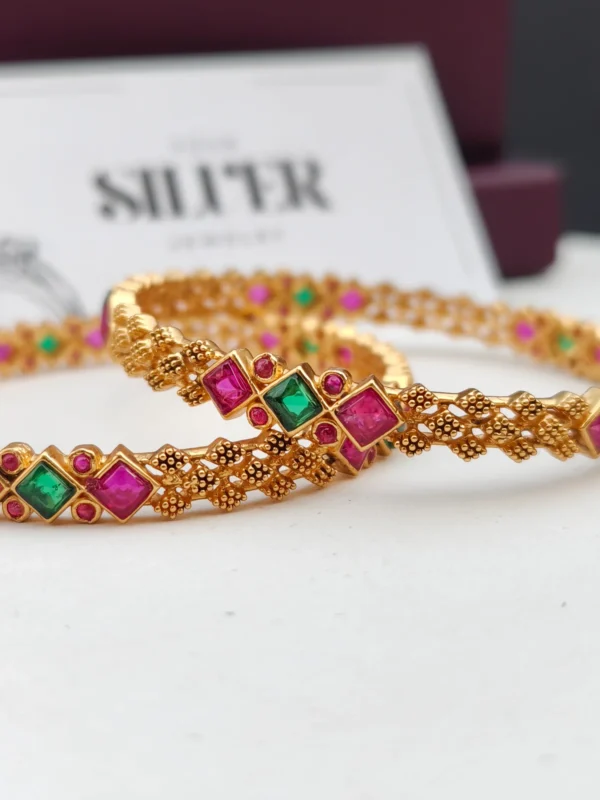 emerald ruby royal silver bangles 2