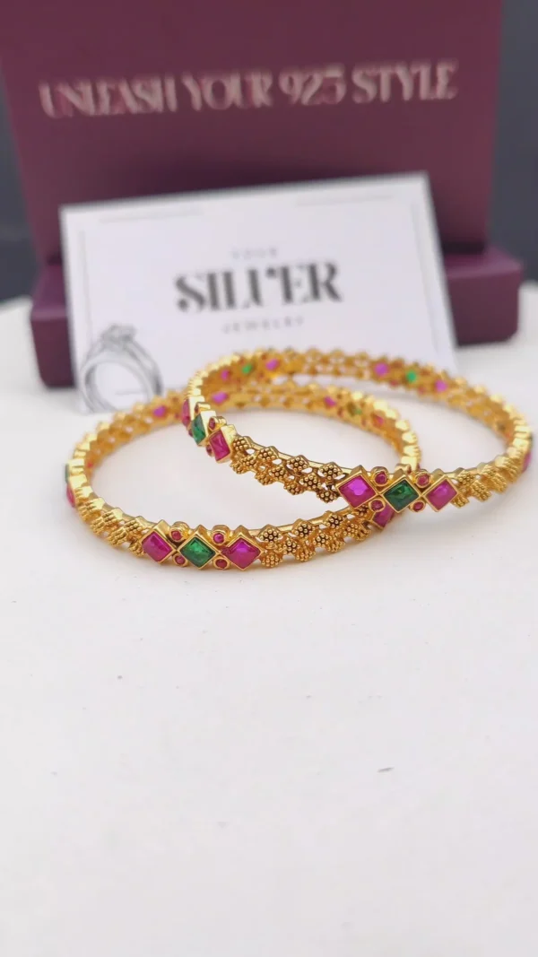 emerald ruby royal silver bangles 3