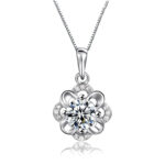 925 sterling silver flower cz pendant necklace