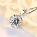 925 sterling silver flower cz pendant necklace