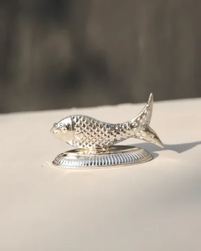 Matsya fish silver idol, front view