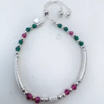 multicolor bead silver anklet