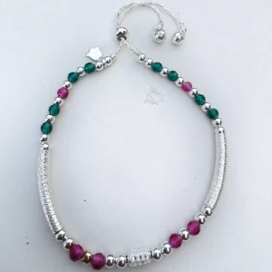 multicolor bead silver anklet