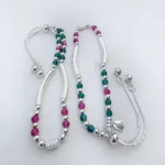 multicolor bead silver anklet