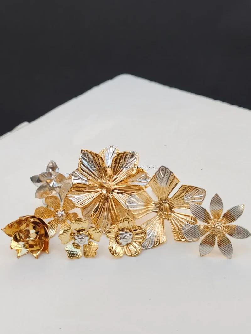 Rajshree Pushp silver flower collection, full display