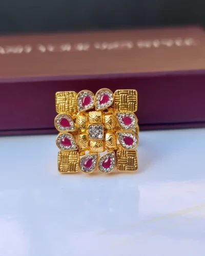Rajwada ruby square ring, front view