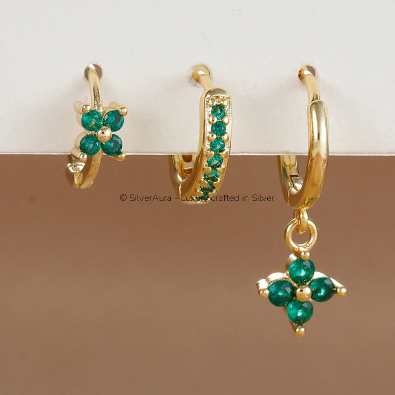 3pcs flower drop and dangle earring