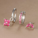3pcs flower drop and dangle earring