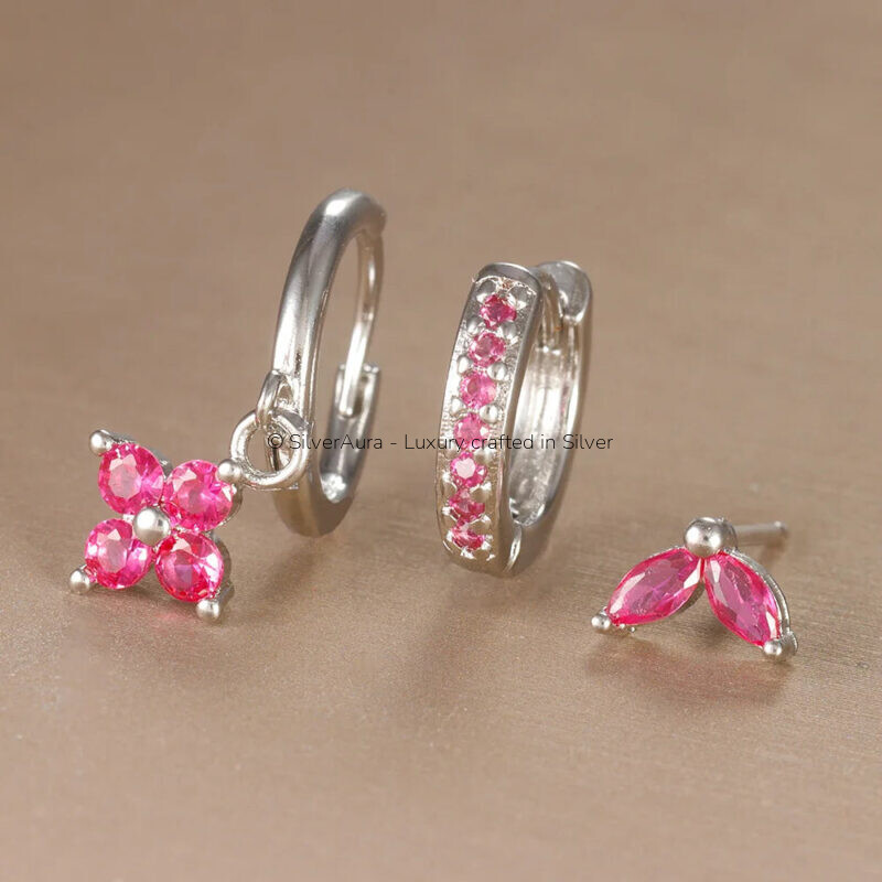 3pcs flower drop and dangle earring