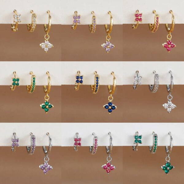 3pcs flower drop and dangle earring