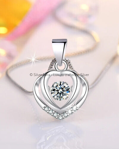 925 sterling silver heart pendant necklace for women