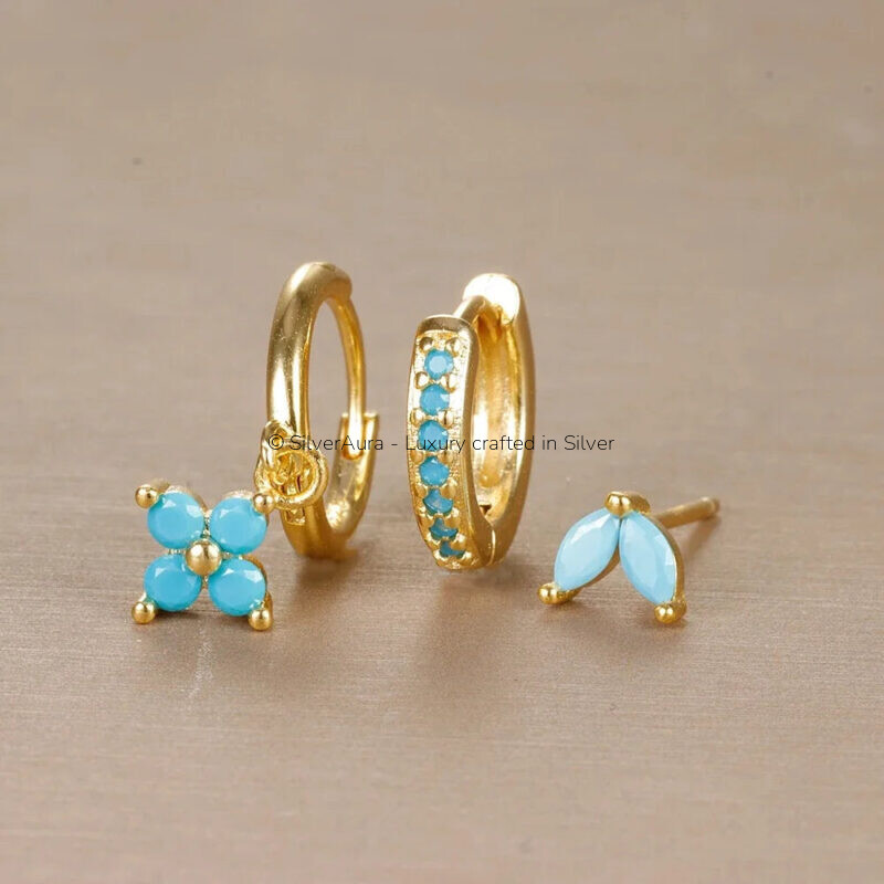 3pcs flower drop and dangle earring