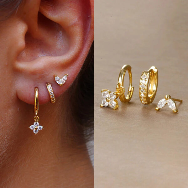 3pcs flower drop and dangle earring