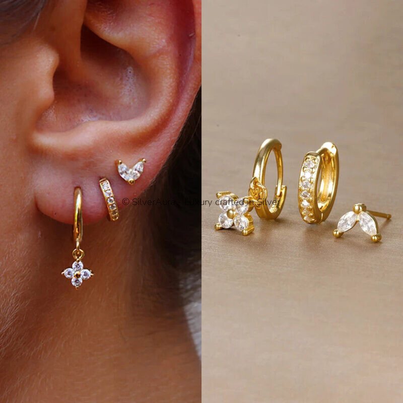 3pcs flower drop and dangle earring