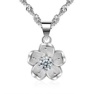 925 sterling silver cherry blossom pendant necklace