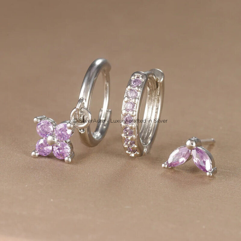 3pcs flower drop and dangle earring
