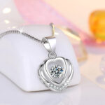 925 sterling silver heart pendant necklace for women