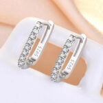 925 sterling silver crystal fashion hoop earrings