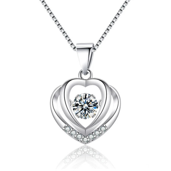 925 sterling silver heart pendant necklace for women