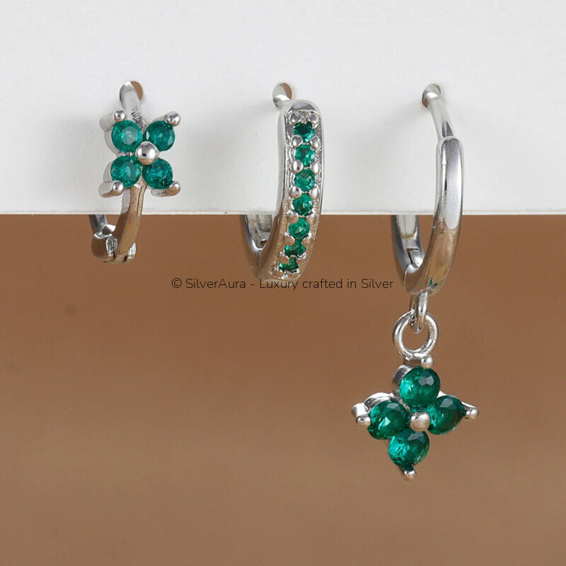 3pcs flower drop and dangle earring