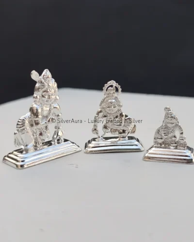 Shri Bal Gopal silver murti, seated with butter ball